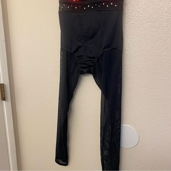 WEISSMAN Dance Costume unitard black red Cold Hearted Snake rhinestone 14693 LC - Picture 4 of 12